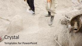  Presentation with concrete pouring during commercial concreting - Amazing slides having place collecting sand for concrete backdrop and a lemonade colored foreground