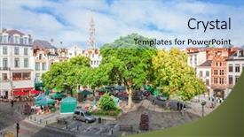  Presentation with brussels - Presentation design having place de l'agora in brussels background and a light blue colored foreground