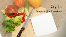  Presentation with healthy lifestyle - Beautiful presentation featuring place for cooking vegetables vegetables backdrop and a yellow colored foreground