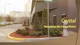  Presentation with electric vehicle - Slide set consisting of place for electric vehicle charging background and a tawny brown colored foreground