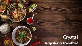  Presentation with food meals - PPT theme with place for text asian food background and a tawny brown colored foreground