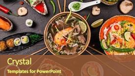  Presentation with food meals - Audience pleasing presentation consisting of place for text asian food backdrop and a tawny brown colored foreground
