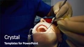  Presentation with woman hands open - Theme featuring place holder - close-up open mouth of woman background and a navy blue colored foreground