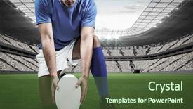  Presentation with ball sports - Theme enhanced with place holder - full length of rugby player background and a tawny brown colored foreground