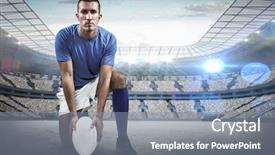  Presentation with rugby - Beautiful PPT theme featuring place holder - full length portrait of rugby backdrop and a seafoam green colored foreground