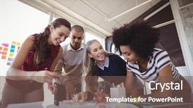  Presentation with low angle view of fictitious - Slide deck featuring place holder - low angle view of creative background and a  colored foreground