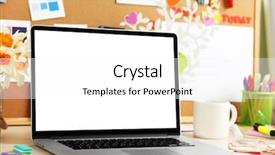  Presentation with workplace - Presentation design having place holder - workplace with laptop close up background and a white colored foreground