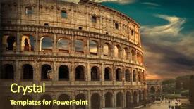  Presentation with world history - Colorful presentation design enhanced with place in world - roman coliseu backdrop and a tawny brown colored foreground