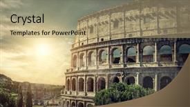 Presentation with world travel - PPT layouts consisting of place in world - roman coliseum background and a coral colored foreground