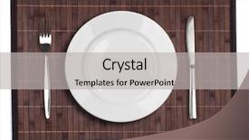  Presentation with white plate - Audience pleasing presentation theme consisting of place mat - bamboo placemat with plate fork backdrop and a light gray colored foreground