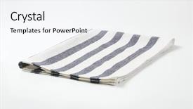  Presentation with blue - Colorful slide set enhanced with place mat - blue and white striped dishtowel backdrop and a sky blue colored foreground