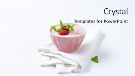  Presentation with fresh coconut juice decorated tropical - Presentation design having place mat - bowl of fresh yogurt background and a sky blue colored foreground