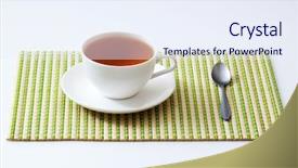  Presentation with cup of lemon tea - Audience pleasing slides consisting of place mat - cup of tea backdrop and a  colored foreground