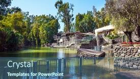  Presentation with baptism - Colorful presentation design enhanced with place-of-symbolic-baptism backdrop and a ocean colored foreground