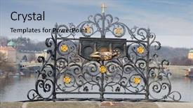  Presentation with bridge - Presentation theme having place on the charles bridge background and a light blue colored foreground