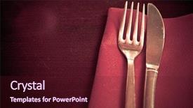  Presentation with table setting - Slide set consisting of place setting - plate knife background and a wine colored foreground