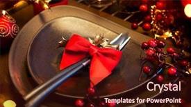 Presentation with gala dinner - Slide set consisting of place setting for christmas dinner background and a wine colored foreground