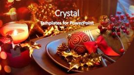  Presentation with gala dinner - Slide deck consisting of place setting for christmas dinner background and a tawny brown colored foreground