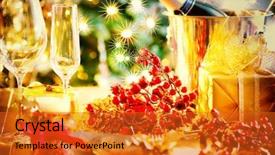  Presentation with christmas new year frame banner - Cool new presentation theme with place setting for christmas dinner backdrop and a gold colored foreground