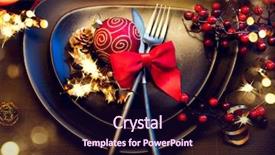  Presentation with gala - Audience pleasing slide deck consisting of place setting for christmas dinner backdrop and a wine colored foreground