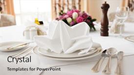  Presentation with restaurant - Audience pleasing slides consisting of place setting in an expensive backdrop and a  colored foreground