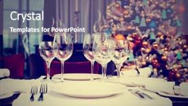  Presentation with christmas tree - Colorful slide deck enhanced with place setting with christmas tree backdrop and a gray colored foreground