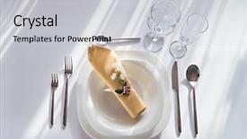  Presentation with napkin - Slide deck consisting of place setting with plates fork background and a light gray colored foreground