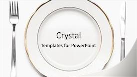  Presentation with white plate - Audience pleasing theme consisting of place settings - knife white plate and fork backdrop and a sky blue colored foreground