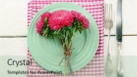  Presentation with cutlery easter table setting - Presentation design with place settings - summer table setting on color background and a mint green colored foreground