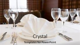  Presentation with haute cuisine - Amazing slide set having place settings - table arrangement in an expensive backdrop and a  colored foreground