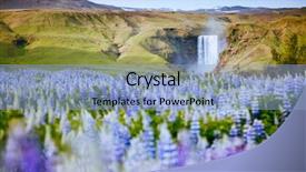  Presentation with beautiful spring flowers - Presentation design enhanced with place skogafoss waterfall skoga iceland background and a light blue colored foreground