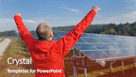  Presentation with electrical engineer solar portable - Presentation theme having place solar panels plant industy background and a crimson colored foreground