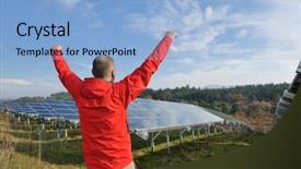  Presentation with electrical engineer solar portable - PPT layouts featuring place solar panels plant industy background and a light blue colored foreground