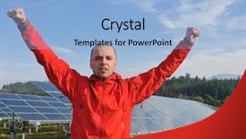  Presentation with solar power plant - Colorful PPT theme enhanced with place solar panels plant industy backdrop and a  colored foreground