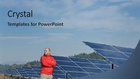  Presentation with solar panels - Cool new presentation theme with place solar panels plant industy backdrop and a  colored foreground