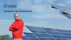  Presentation with solar panels - PPT theme enhanced with place solar panels plant industy background and a  colored foreground