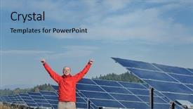  Presentation with solar panels - Theme featuring place solar panels plant industy background and a  colored foreground