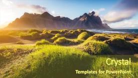  Presentation with green hills - Presentation theme featuring place stokksnes cape vestrahorn batman background and a tawny brown colored foreground