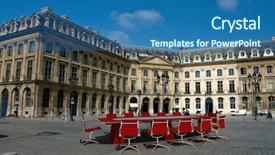  Presentation with meeting table - Presentation design having place vendome paris france background and a ocean colored foreground