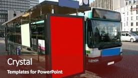  Presentation with bus stop - Presentation theme consisting of place your ad on bus background and a crimson colored foreground