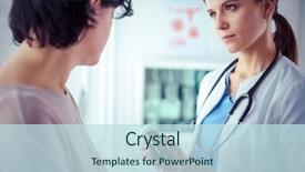  Presentation with treatment - Presentation theme with placebo - beautiful female doctor explaining medical background and a sky blue colored foreground