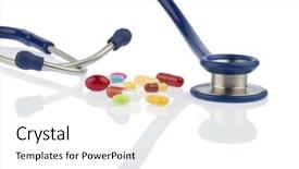  Presentation with placebo effect - Cool new presentation theme with placebo effect - colorful pills and stethoscope symbol backdrop and a white colored foreground