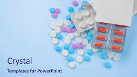  Presentation with packs - Beautiful theme featuring placebo effect - health care concept blister packs backdrop and a light blue colored foreground
