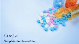  Presentation with ethics in health care - Cool new slide deck with placebo effect - health care concept plastic bottles backdrop and a sky blue colored foreground