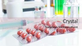  Presentation with injection - Beautiful PPT theme featuring placebo pills and injection backdrop and a coral colored foreground