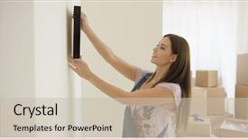  Presentation with doctor helps to get out of bed an elderly woman - Audience pleasing slide deck consisting of placement for a picture backdrop and a soft green colored foreground