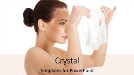  Presentation with collagen - Colorful slide set enhanced with placenta - beautiful woman with collagen mask backdrop and a coral colored foreground