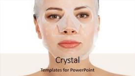  Presentation with collagen - Slide deck with placenta - beautiful woman with collagen mask background and a coral colored foreground