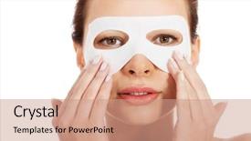  Presentation with collagen - Presentation theme consisting of placenta - beautiful woman with collagen mask background and a coral colored foreground