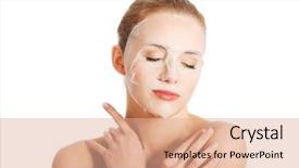  Presentation with collagen - Beautiful slides featuring placenta - beautiful woman with collagen mask backdrop and a coral colored foreground